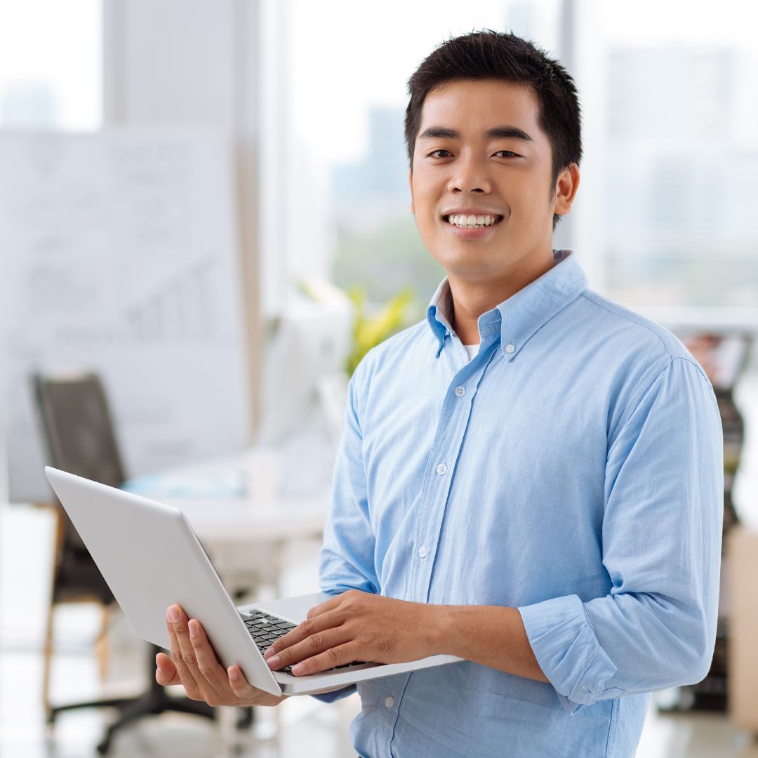 Business manager on a laptop