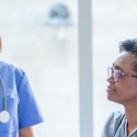 Medical trainer presenting to professionals