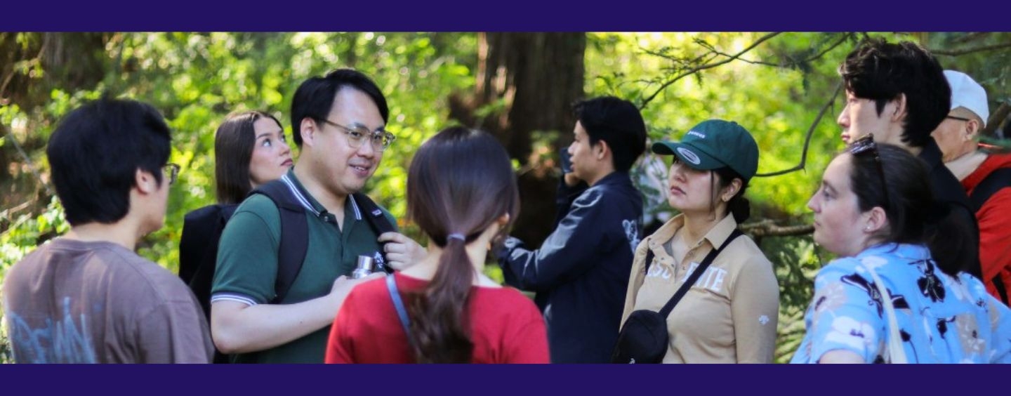 International students at the botanical garden