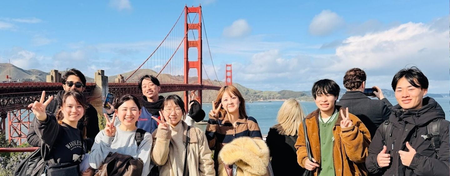 International students at the Golden Gate Bridge
